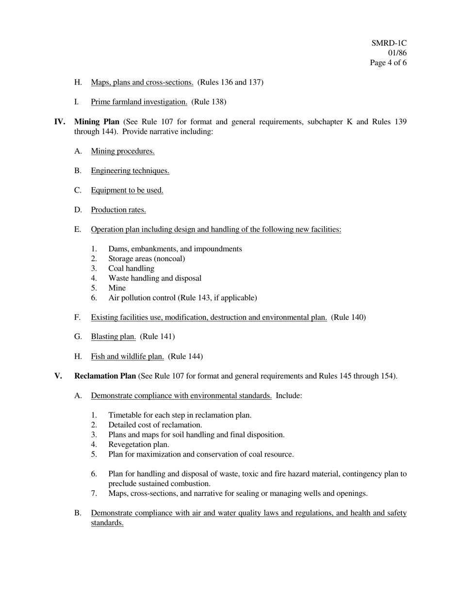 Form SMRD-1C Application for Coal Mining Operations Permit - Texas, Page 8