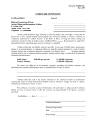 Document preview: Form SMRD-41U Certificate of Insurance - Texas