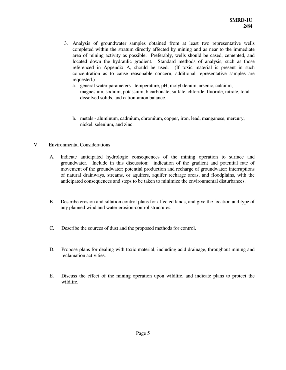 Form SMRD-1U Application for Uranium Surface Mining Operation Permit - Texas, Page 5