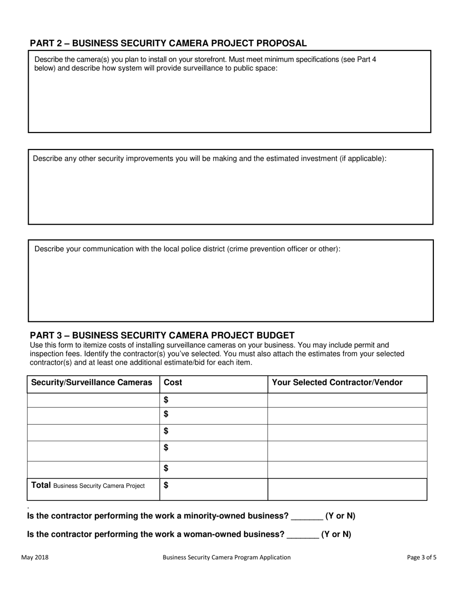 Business Security Camera Program Application - City of Philadelphia, Pennsylvania, Page 3