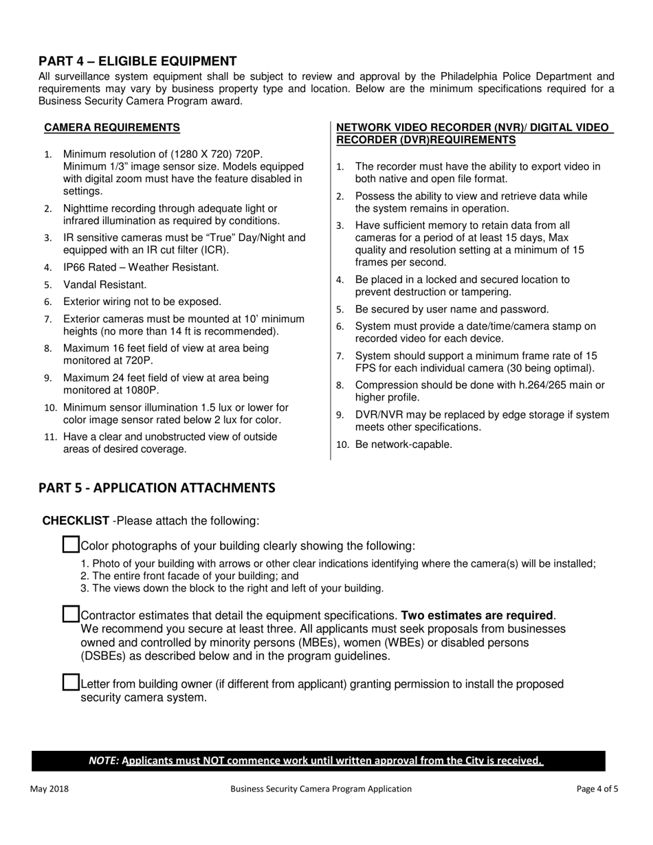 Business Security Camera Program Application - City of Philadelphia, Pennsylvania, Page 4