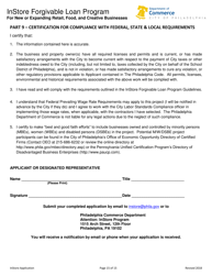 Instore Forgivable Loan Program Application - City of Philadelphia, Pennsylvania, Page 15