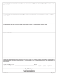 Form 81-49 Application for Appeal - City of Philadelphia, Pennsylvania, Page 2