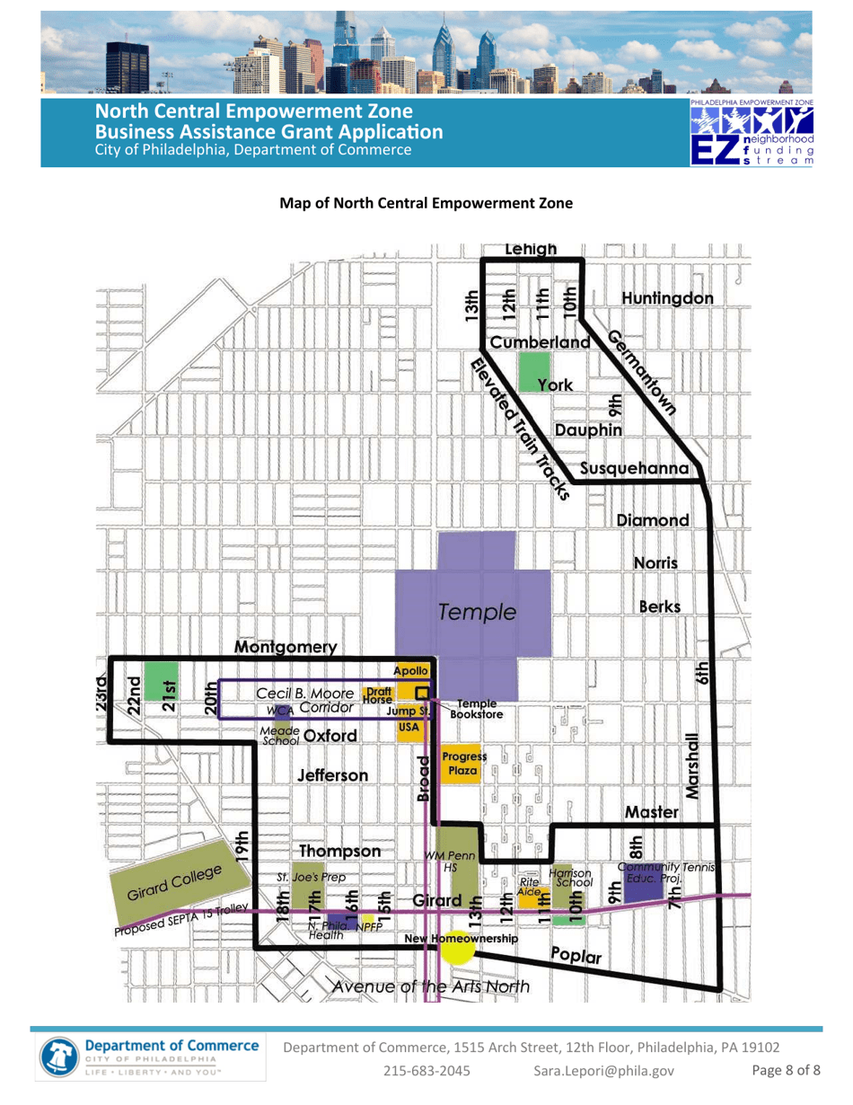 North Central Empowerment Zone Business Assistance Grant Application - City of Philadelphia, Pennsylvania, Page 8