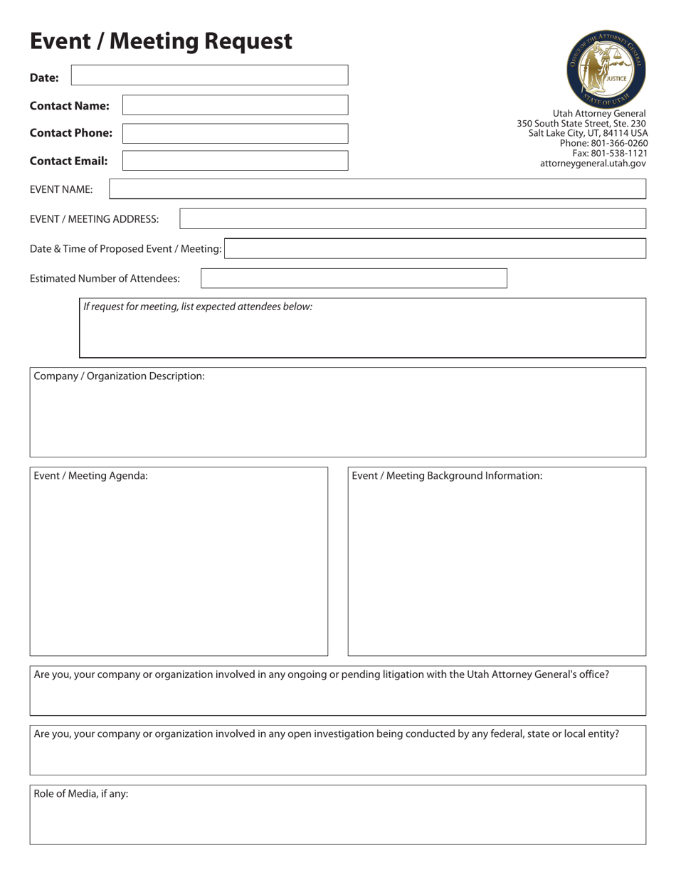 Event / Meeting Request - Utah, Page 1