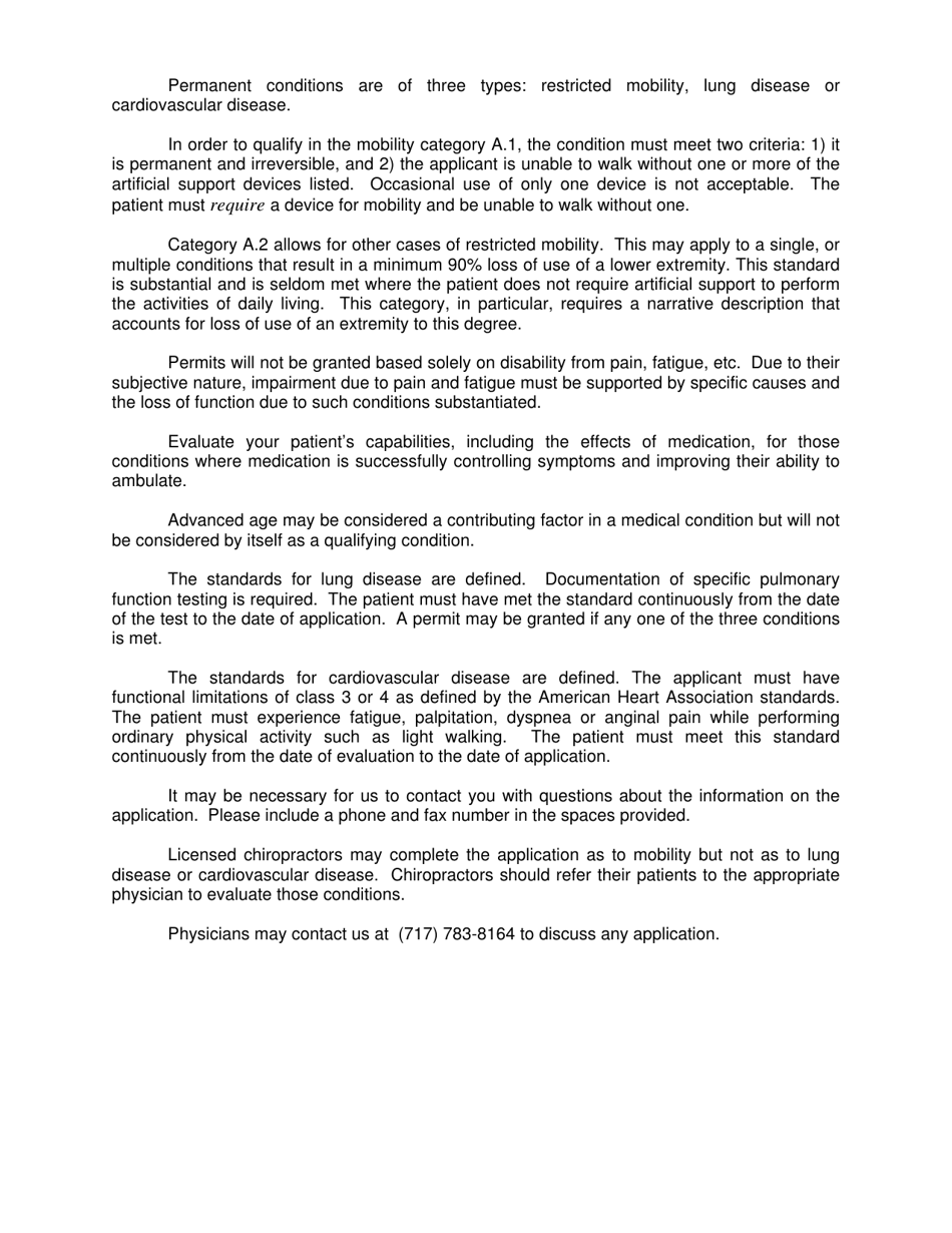 Form PGC-707-LE Application for Disabled Person to Use a Vehicle as a Blind - Pennsylvania, Page 3