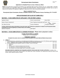 Form PGC-707-LE Application for Disabled Person to Use a Vehicle as a Blind - Pennsylvania, Page 4