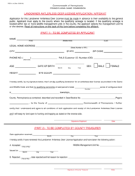 Form PGC-L-4 &quot;Landowner Antlerless Deer License Application/Affidavit&quot; - Pennsylvania
