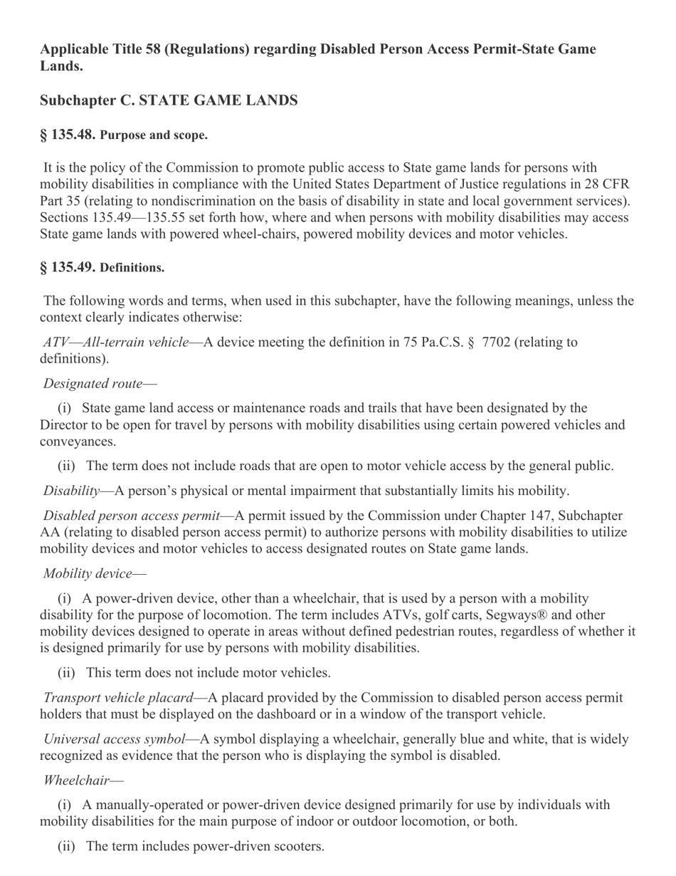 Form DPAP / SGL PGC-12 Disabled Person Access Permit - State Game Lands Permit Application - Pennsylvania, Page 3