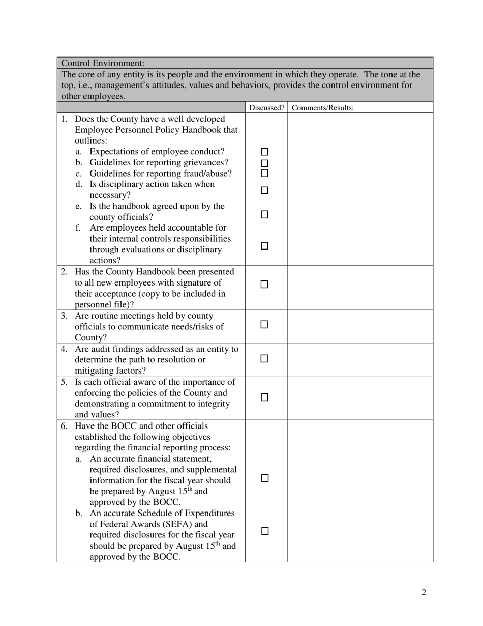 OSAI Form 500 County-Wide Internal Controls Checklist for Quarterly Officers Meetings - Oklahoma, Page 2