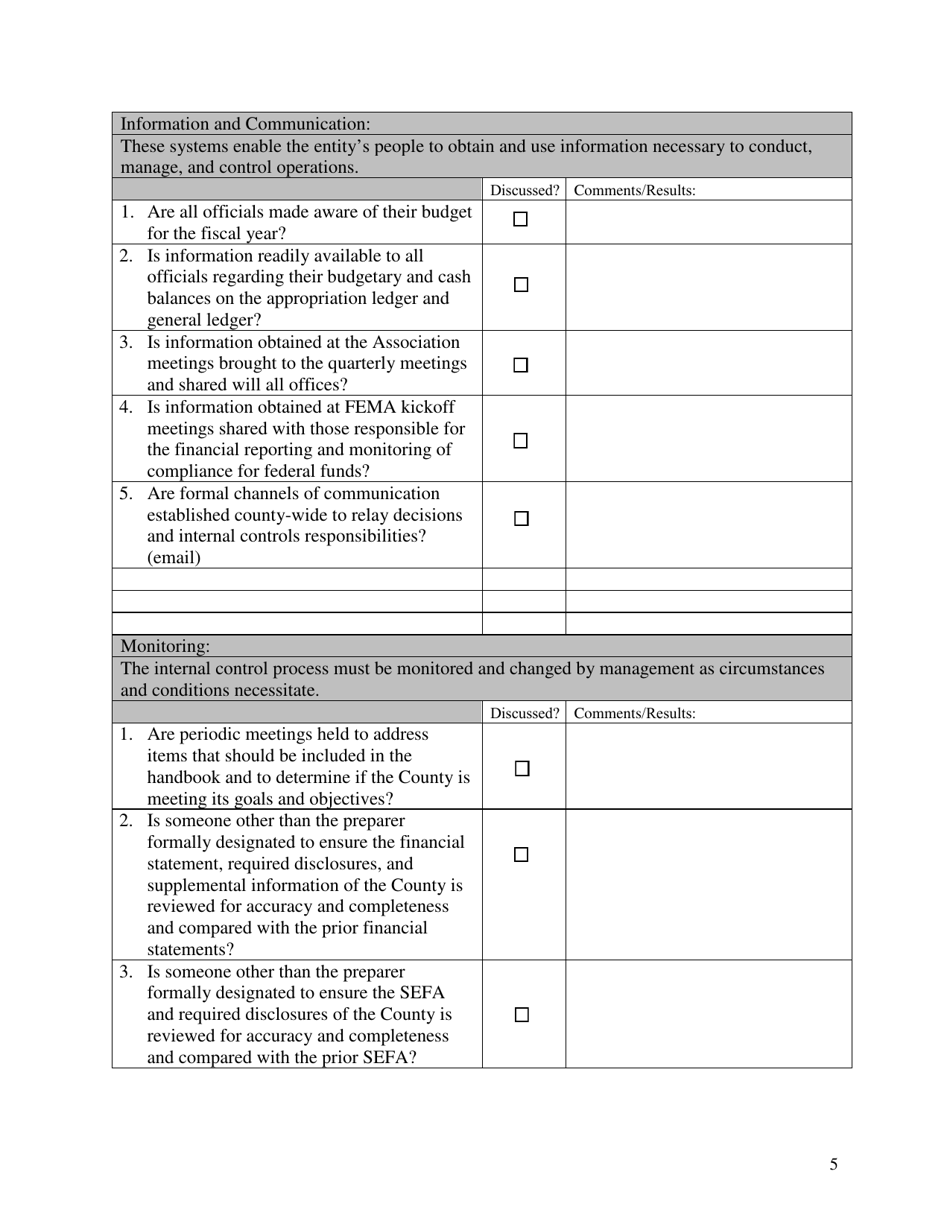 OSAI Form 500 County-Wide Internal Controls Checklist for Quarterly Officers Meetings - Oklahoma, Page 5