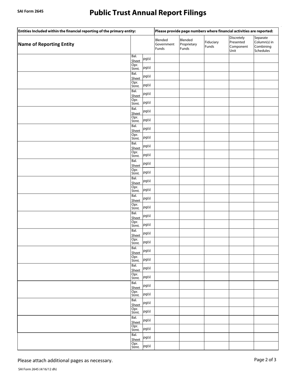 OSAI Form 2645 Public Trust Annual Report Filings - Oklahoma, Page 2