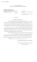 Document preview: Form S.A.& I.157 Release of Claim of Lien - Oklahoma