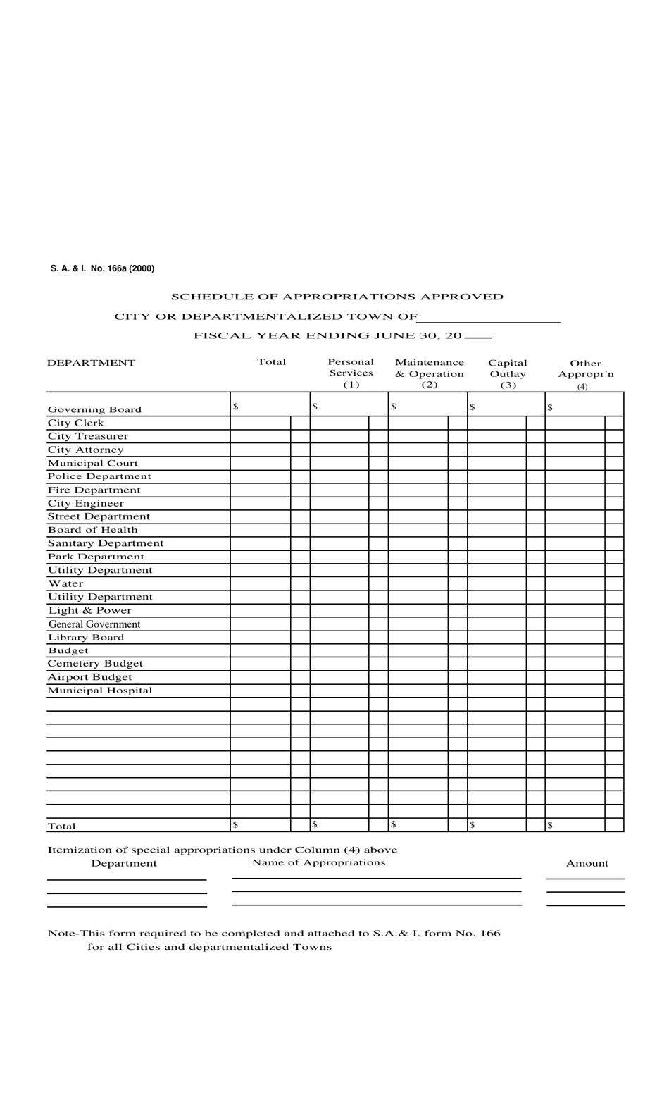 Form S.A. I.166A Schedule of Appropriations Approved - Oklahoma, Page 1