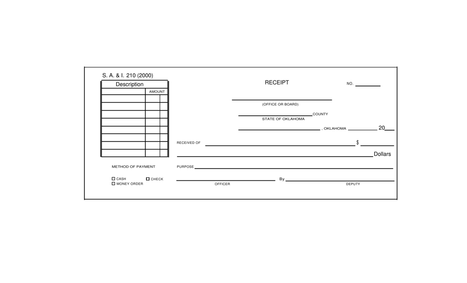 Form S.A. I.210 Receipt - Oklahoma, Page 1