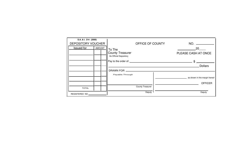 Form S.A.& I.214 Depository Voucher - Oklahoma