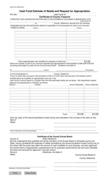 OSAI Form 308 &quot;Cash Fund Estimate of Needs and Request for Appropriation&quot; - Oklahoma