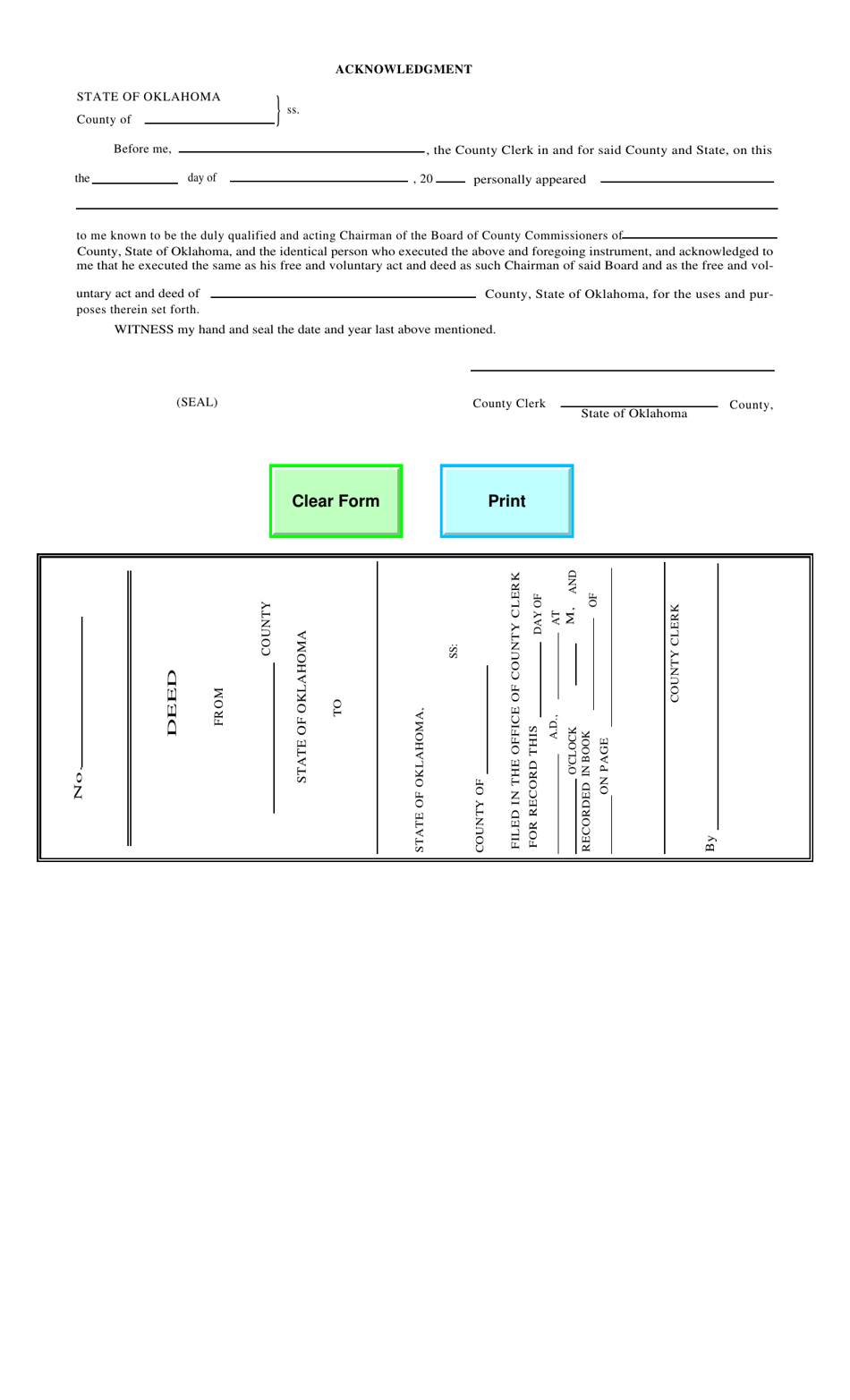 Form S.A. I.247 County Deed - Oklahoma, Page 2