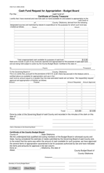 Document preview: OSAI Form 308A Cash Fund Request for Appropriation - Budget Board - Oklahoma