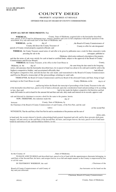 Form S.A.& I.247A County Deed - Oklahoma
