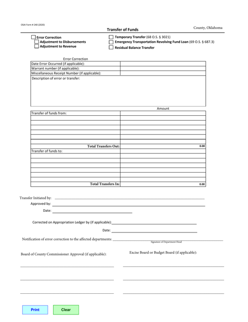OSAI Form 240  Printable Pdf