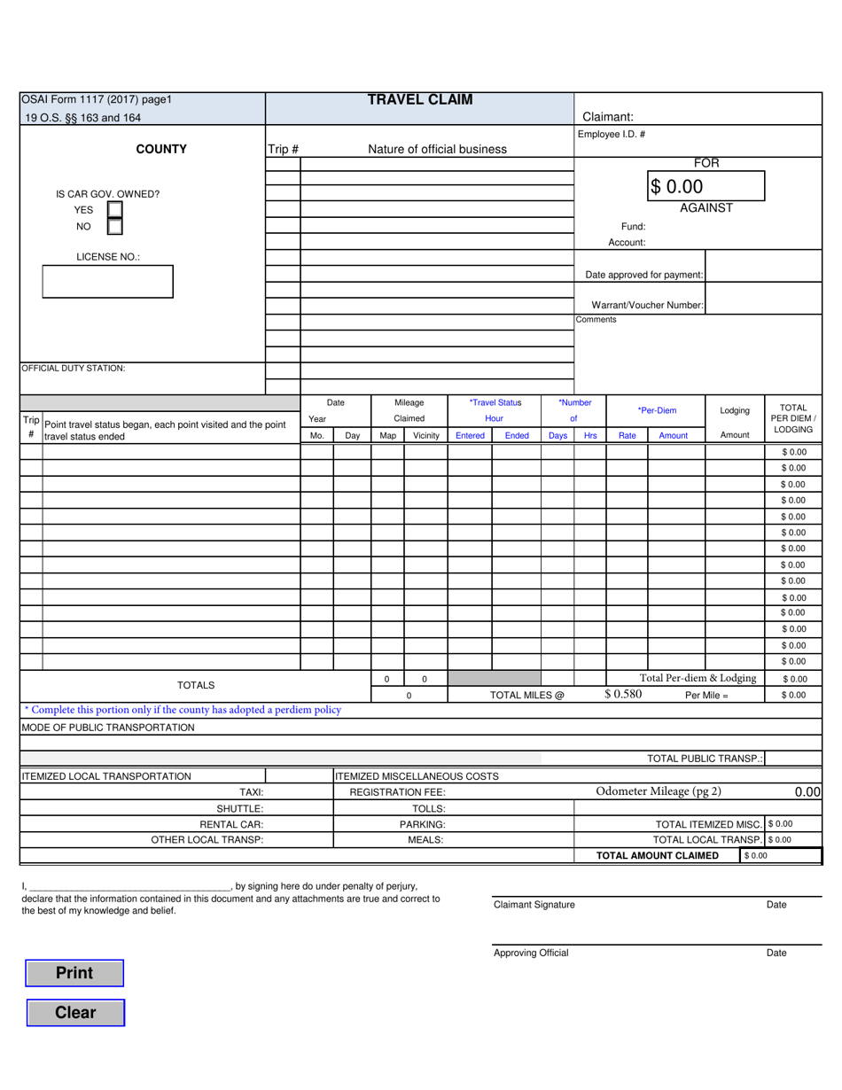 OSAI Form 1117 - Fill Out, Sign Online and Download Fillable PDF ...