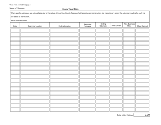 OSAI Form 1117 Travel Claim - Oklahoma, Page 2