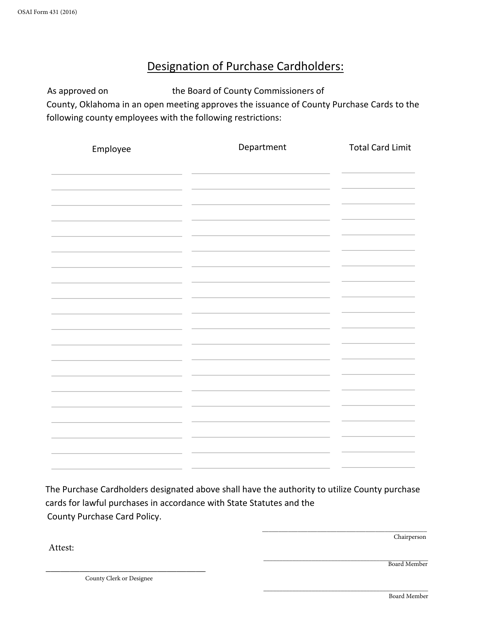 OSAI Form 431  Printable Pdf