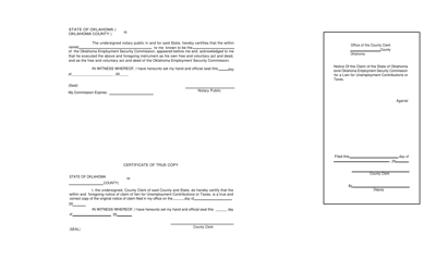 Form S.A.&amp; I.156 Notice of Claim of the State of Oklahoma for a Lien for Unemployment Contributions or Taxes - Oklahoma, Page 2
