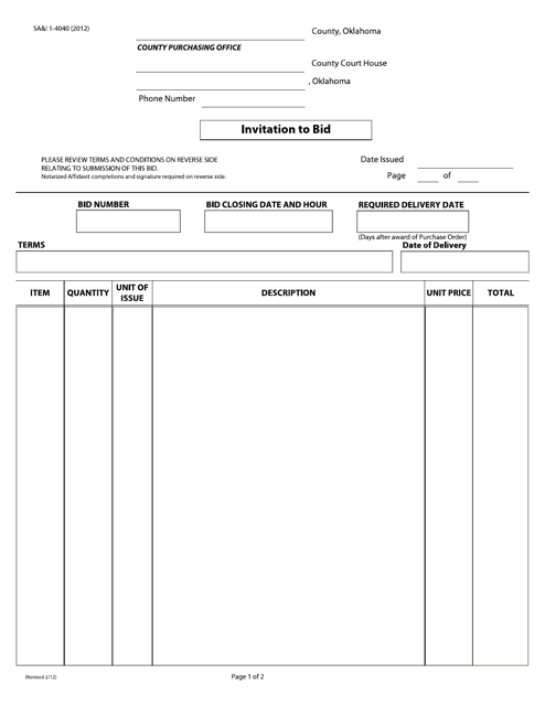Form S.A.& I.4040  Printable Pdf