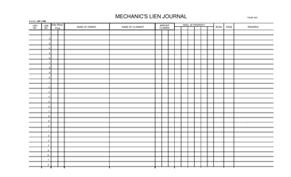 Document preview: Form S.A.& I.4061 Mechanic's Lien Journal - Oklahoma