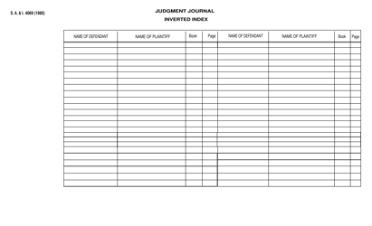 Document preview: Form S.A.& I.4069 Judgment Journal Inverted Index - Oklahoma
