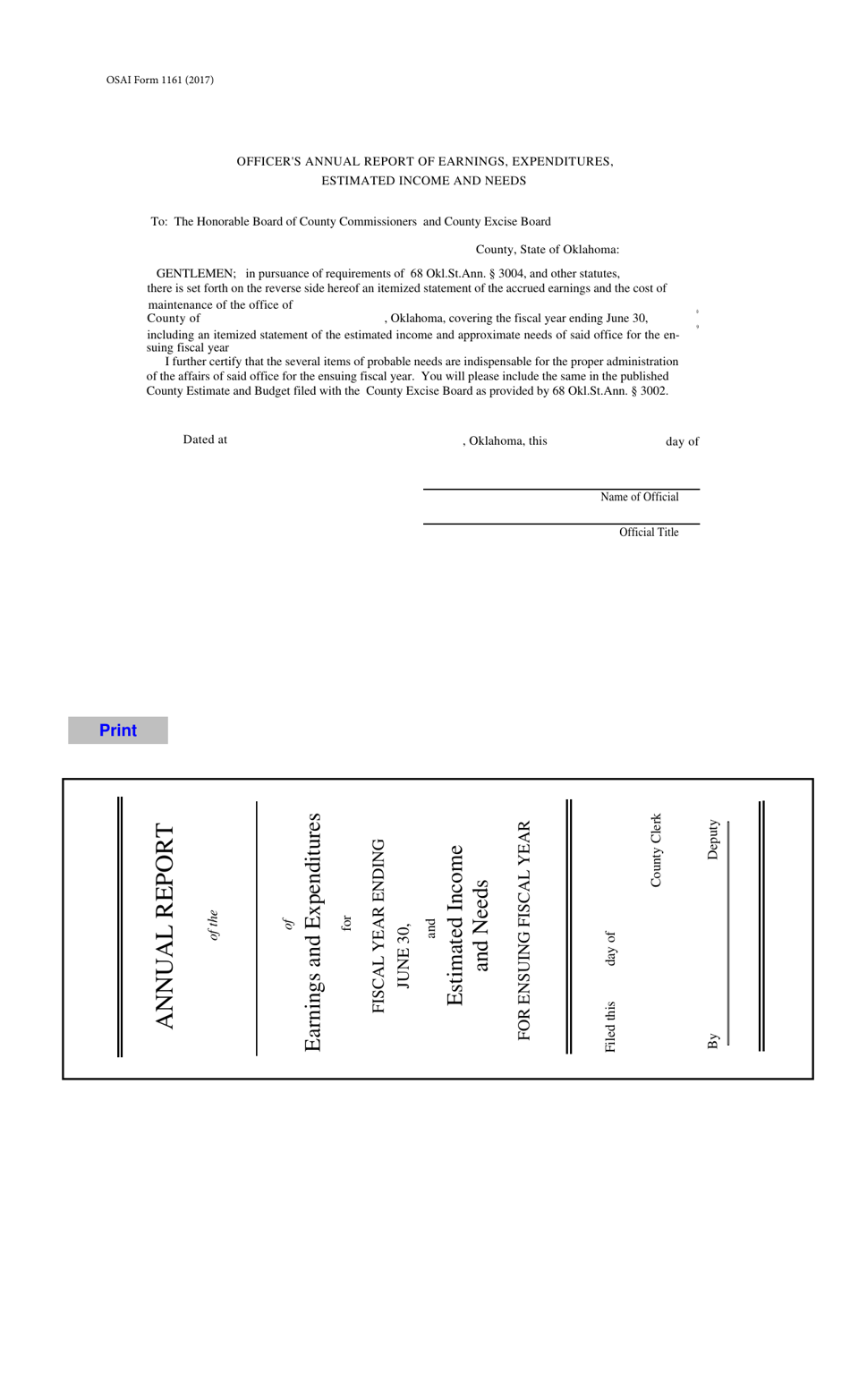 OSAI Form 1161 County Officers Annual Report - Oklahoma, Page 4