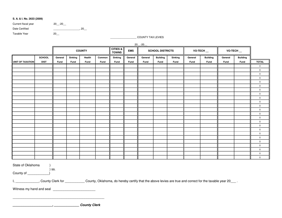 Form S.A.& I.2633 - Fill Out, Sign Online and Download Fillable PDF ...