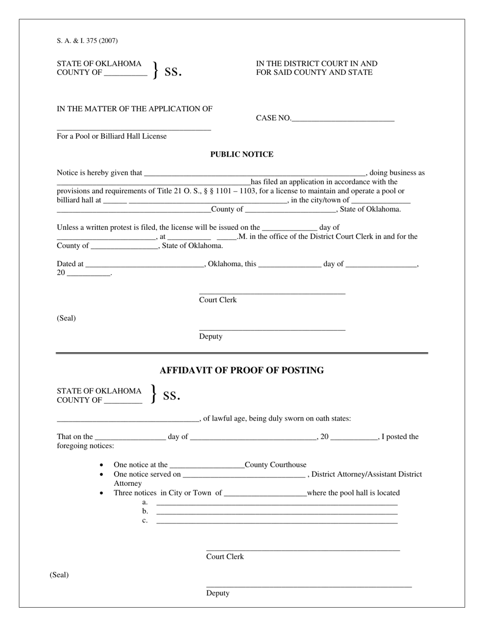 Form S.A.& I.375 - Fill Out, Sign Online and Download Printable PDF ...