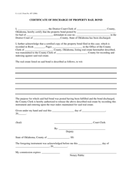 Document preview: Form S.A.& I.407 Certificate of Discharge of Property Bail Bond - Oklahoma