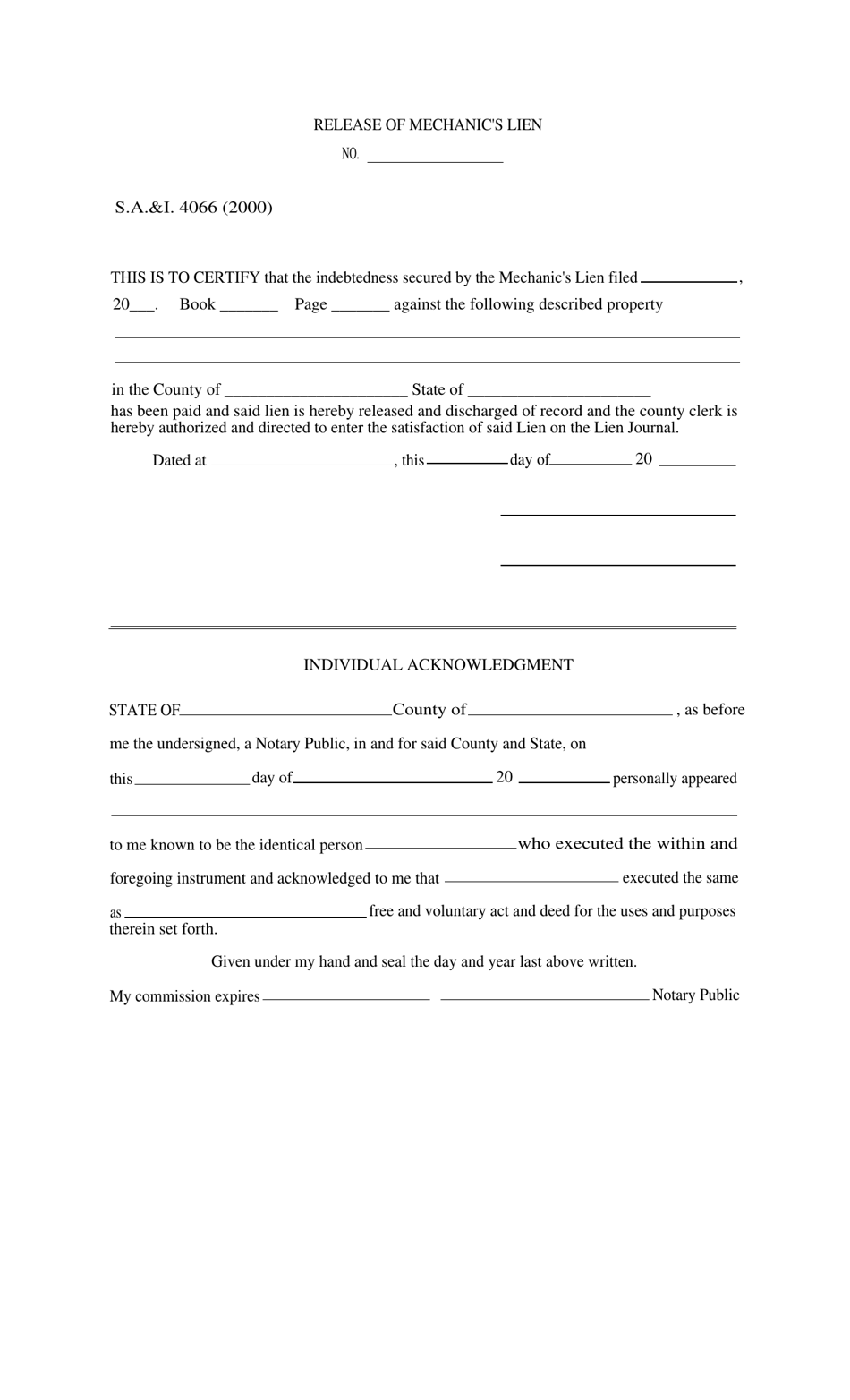 Form S.A.& I.4066 - Fill Out, Sign Online and Download Fillable PDF ...