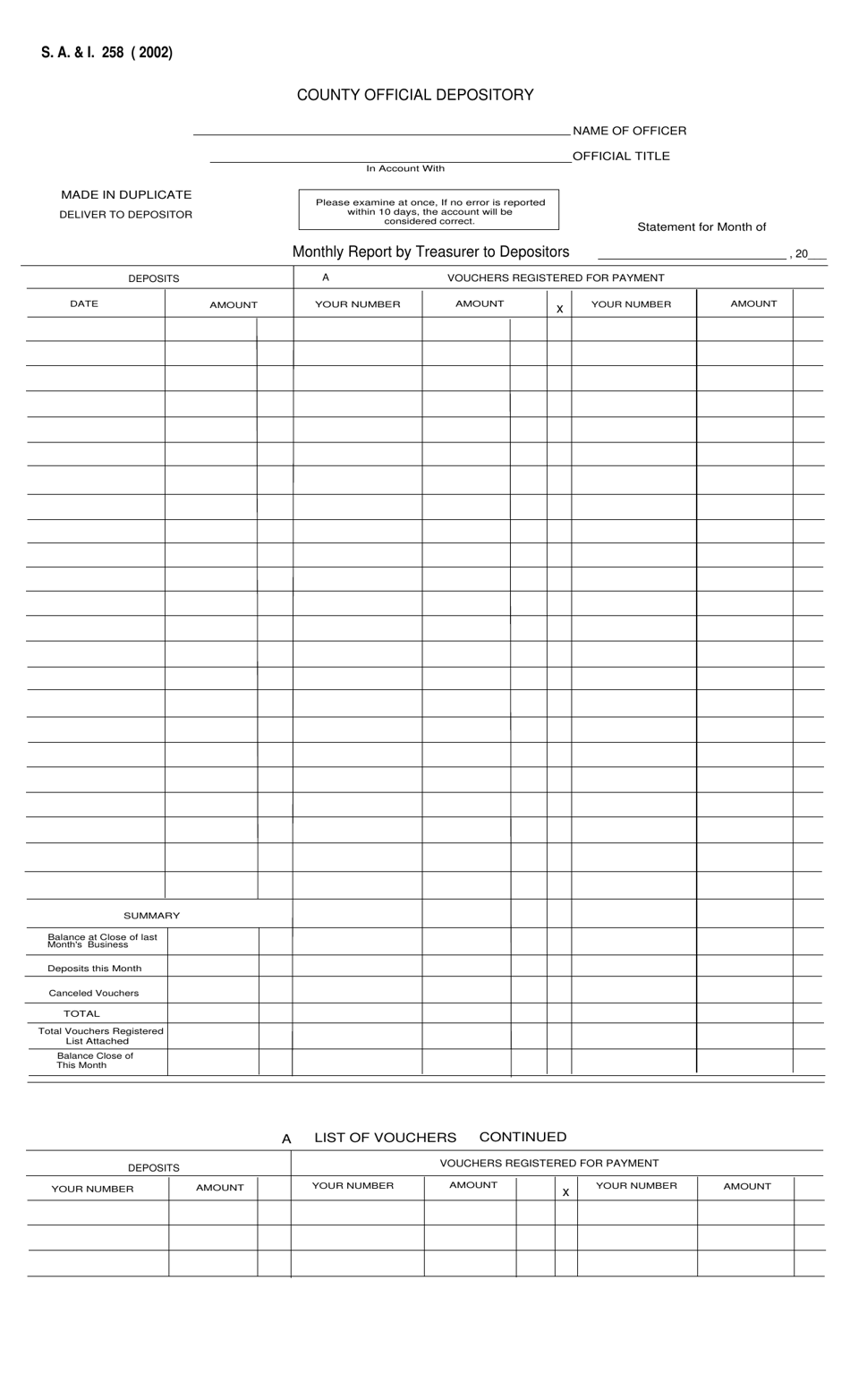 Form S.A. I.258 County Official Depository - Oklahoma, Page 1