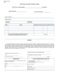 Document preview: OSAI Form 2512C Official Court Fund Claim - Oklahoma