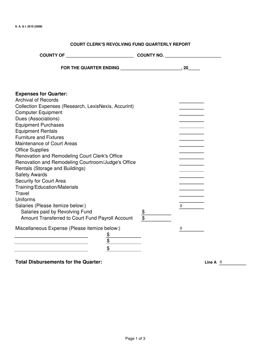 Form S.A. I.2510 Court Clerks Revolving Fund Quarterly Report - Oklahoma, Page 1