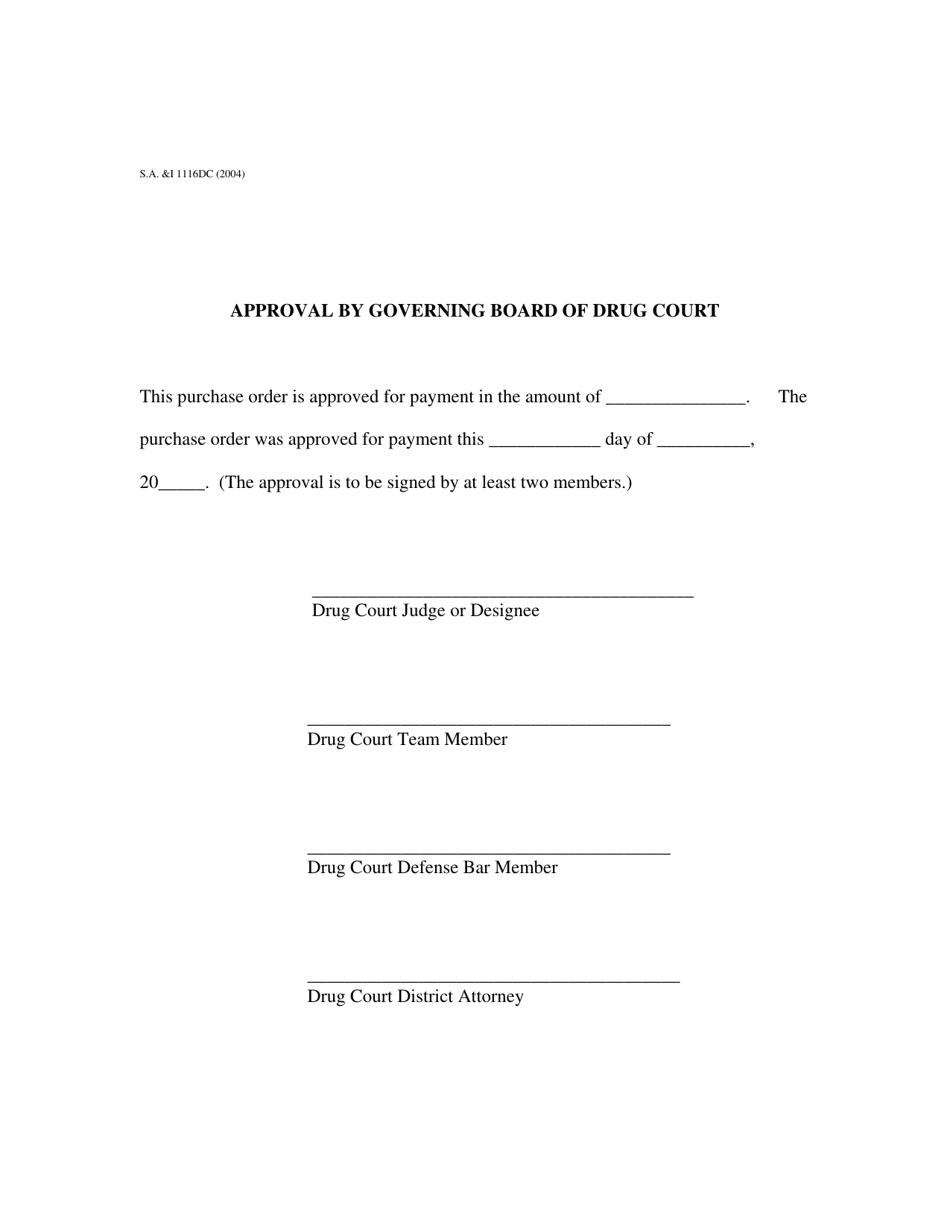 Form S.A. I.1116DC Approval by Governing Board of Drug Court - Oklahoma, Page 1
