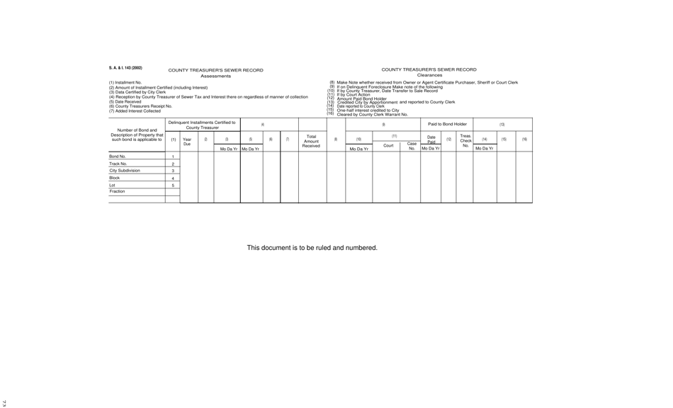 Form S.A. I.143 County Treasurers Sewer Record Assessments / Clearances - Oklahoma, Page 1