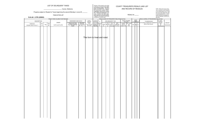 Document preview: Form S.A.& I.279 List of Delinquent Taxes - Oklahoma