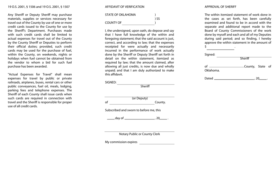 Form S.A. I.112 County Sheriffs Credit Card Expenditures - Oklahoma, Page 2