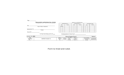 Document preview: Form S.A.& I.311 Treasurer's Appropriation Ledger - Oklahoma