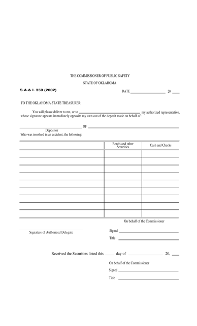 Form S.A.& I.359 - Oklahoma