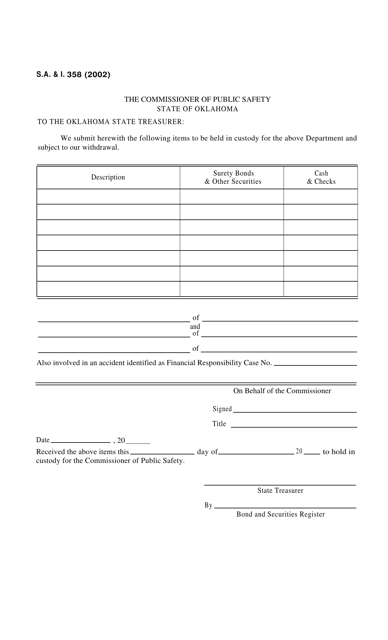 Form S.A.& I.358 - Oklahoma