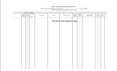 Document preview: Form S.A.& I.416 County Treasurer's Redemption Record - Oklahoma