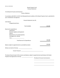 OSAI Form 409 &quot;Resale Property Fund Financial Statement&quot; - Oklahoma
