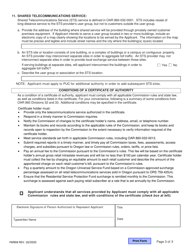 Form FM904 Application for Certificate of Authority to Provide Telecommunications Service in Oregon - Oregon, Page 3